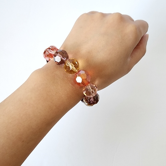 Red brown shade shiny crystal Beads bracelet - Picture 1 of 3